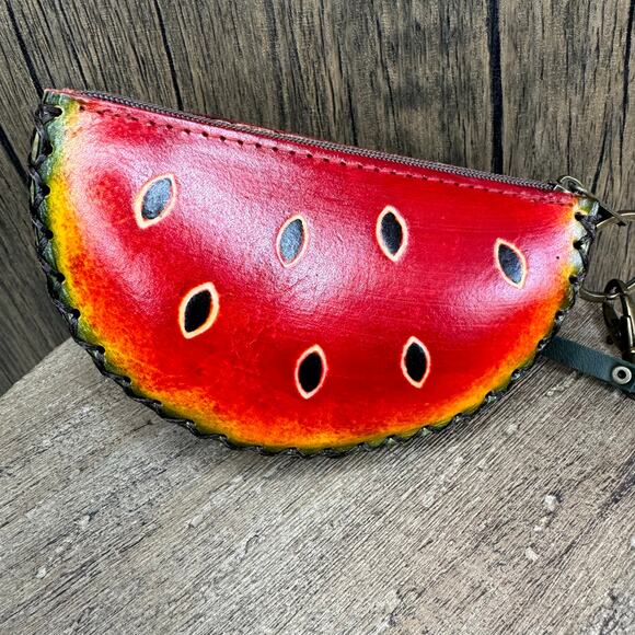 West Hills Studio Handbags - Genuine Leather Wallet Wristlet Watermelon Coin Purse NEW FAST SHIP